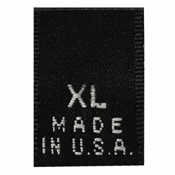 Woven Size Label-Sz XL/USA-Black tab (Made in USA)