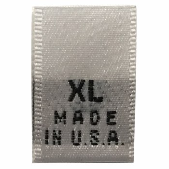 Woven Size Label-Sz XL/USA-White tab (Made in USA)