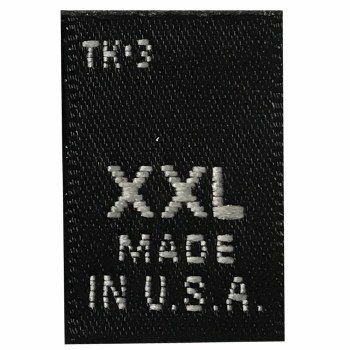 Woven Size Label-Sz XXL/USA-Black tab (Made in USA)
