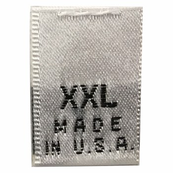 Woven Size Label-Sz XXL/USA-White tab (Made in USA)