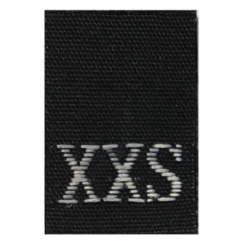 Woven Size Label-Sz XXS-Black tab (1,000pcs/box)
