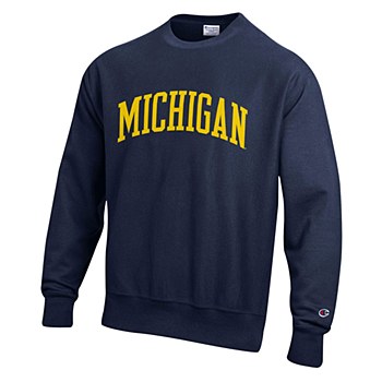 Michigan Wolverines Mens Fleece Crew Sweatshirt Navy