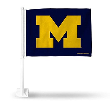 Michigan Wolverines Auto Car Flag Double Sided Navy
