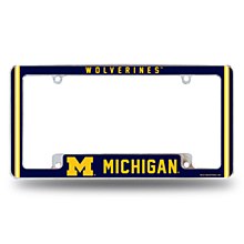 Michigan Wolverines Auto License Plate Frame Alternate Design All Over Chrome