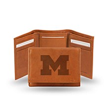 Michigan Wolverines Wallet Leather Pecan Tri-Fold Wallet
