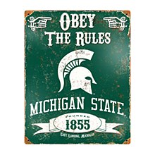 Michigan State Spartans Sign 14.5x11.5 Embosses Vintage Metal