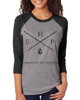 Embracing His Presence X, Raglin sleeve, Gray/Black, Ladies, LG