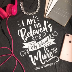I Am My Beloved & My Beloved is Mine, Mens, V-neck, Charcoal Gray,  Small T-Shirt