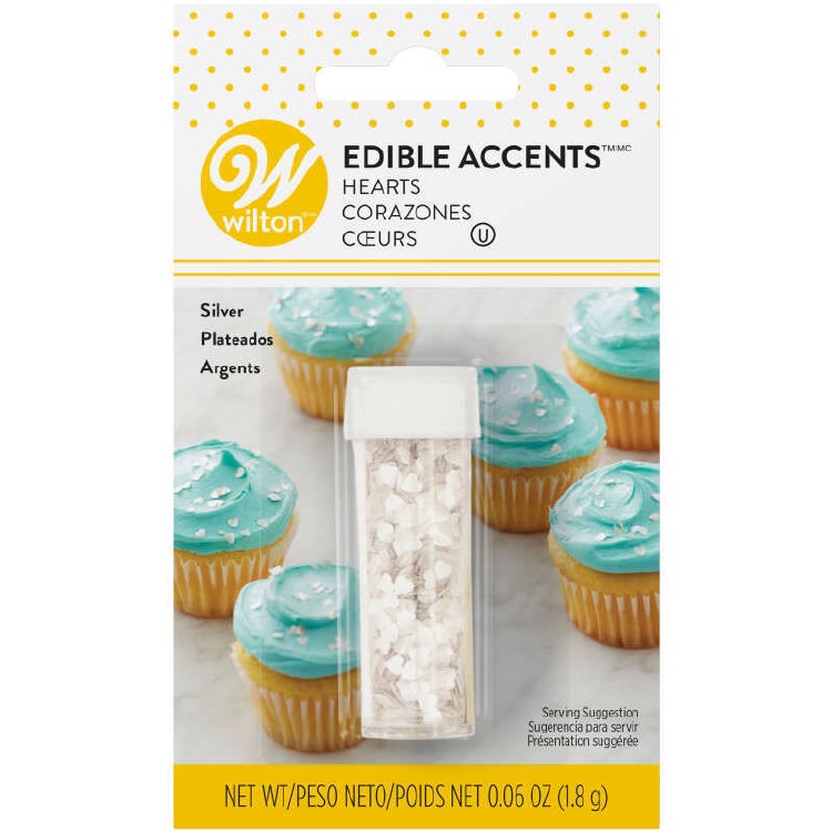 Wilton Silver Hearts Edible Accents
