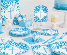 Cross Plate Blue 7" 8ct