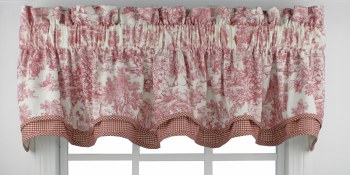 T675 Victoria Toile Bradford Valance - Red