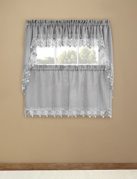 Lillian Macrame Swag - Gray