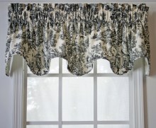 T675 Victoria Toile Scallop Valance - Black