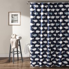 Whales Shower - Navy