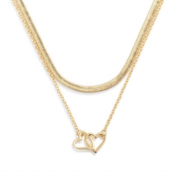 Layered Heart Gold Necklace