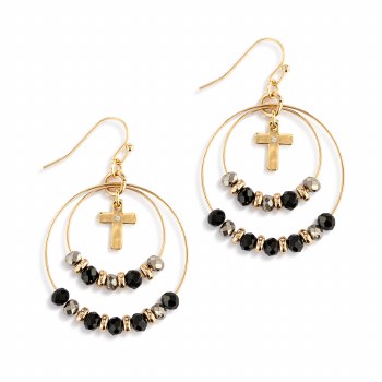 Beaded Prayer Earrings Black