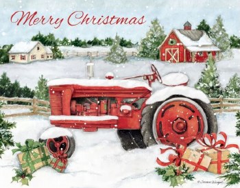 Boxed Christmas Cards Snowy Tractor
