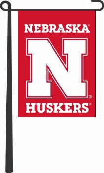 Garden Flag 13x18 Red with Nebraska Logo