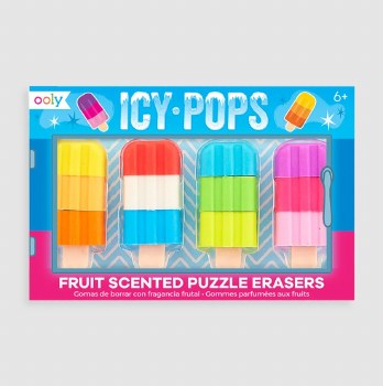 Icy Pops Fruit Scented Puzzle Erasers Set of 4