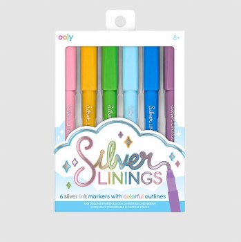 Silver Linings Colorful Outline Markers Set of 6