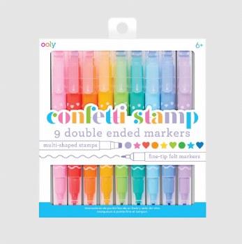 Confetti Stamp Double-Ended Markers Set of 9