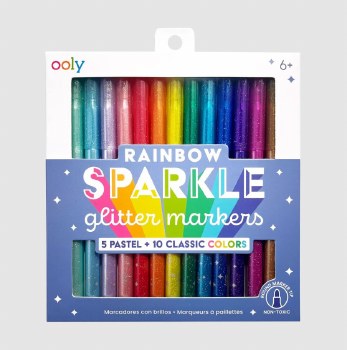 Rainbow Sparkle Glitter Markers Set of 15
