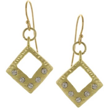 Earring Gold Textured with Crystals