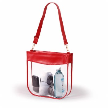 Clear Purse with Zipper Red