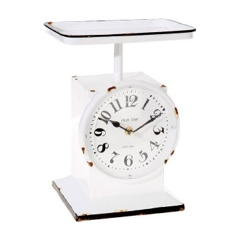Scale Clock White Enamel 11"