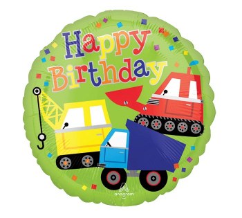 Foil Balloon 17" Happy Birthday Trucks