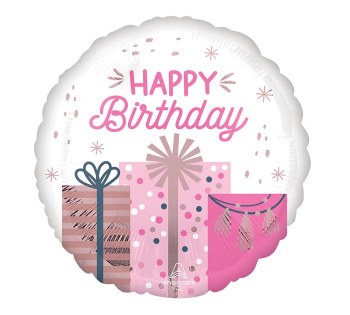 Foil Balloon 17" Happy Birthday Pastel Presents