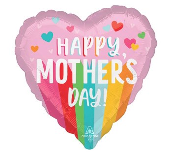 Foil Balloon 17" Happy Mother's Day Stripes Heart
