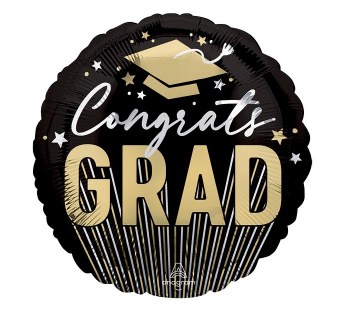 Foil Balloon 17" Congrats Grad Stipes