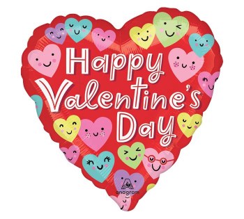 Foil Balloon 17" Happy Valentine's Day Happy Hearts