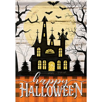 Garden Flag Glitter Spooky House