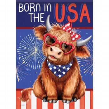 Garden Flag Usa Highland Cow