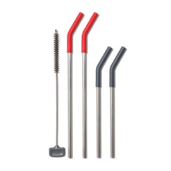 5-piece Reusable Straw Set Red