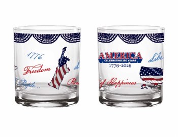 Rocks Glass 14oz America Collage