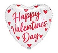 Foil Balloon 17" Happy Valentine's Day Hearts on White