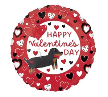 Foil Balloon 17" Happy Valentine's Dachshund Paws