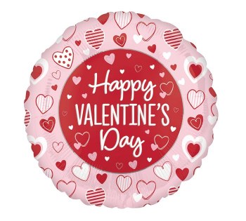 Foil Balloon 17" Happy Valentine's Day Pink &amp; Red Hearts