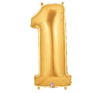 Foil Mega Loons 34" Number 1 Gold - HELIUM FILLED