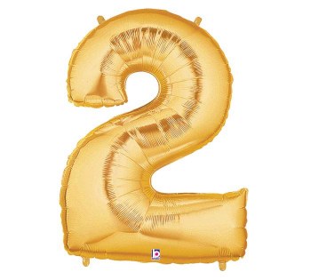 Foil Mega Loons 34" Number 2 Gold - HELIUM FILLED
