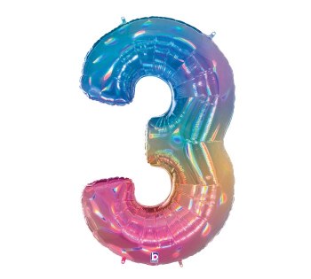 Foil Mega Loons 34" Number 3 Opal - AIR FILLED
