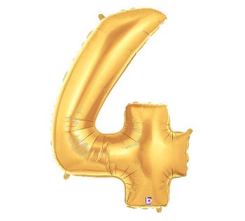 Foil Mega Loons 34" Number 4 Gold - HELIUM FILLED