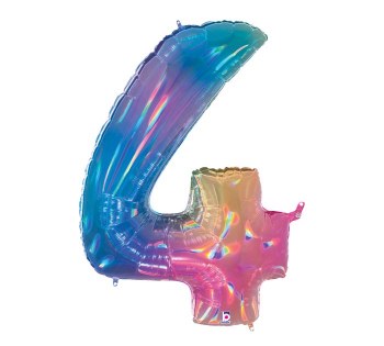 Foil Mega Loons 34" Number 4 Opal - HELIUM FILLED