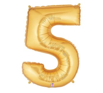 Foil Mega Loons 34" Number 5 Gold - HELIUM FILLED