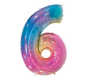 Foil Mega Loons 34" Number 6 Opal - HELIUM FILLED