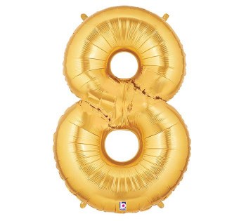 Foil Mega Loons 34" Number 8 Gold - AIR FILLED