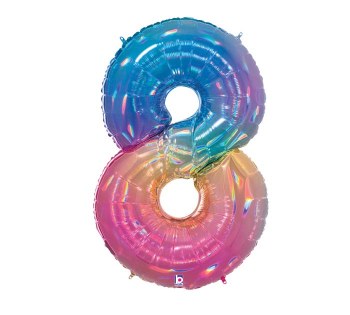 Foil Mega Loons 34" Number 8 Opal - AIR FILLED